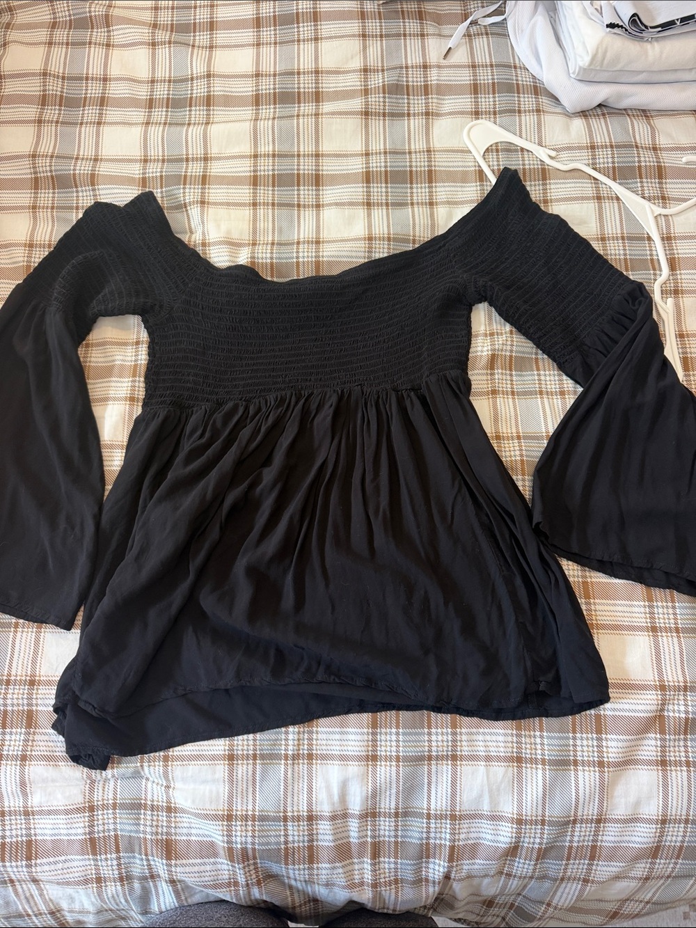 Torrid Black Off-Shoulder Smocked Peasant Top size 1